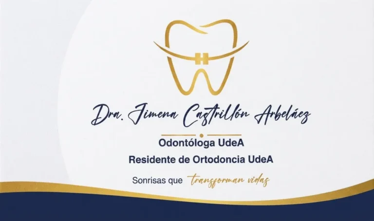 Tarjeta de presentación y perfil profesional de la Dra. Jimena Castrillón, odontóloga en Santo Domingo Antioquia